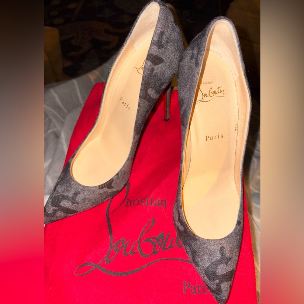 Authentic Christian Louboutin Camouflage Gray Heels -PRICE IS FRIM
